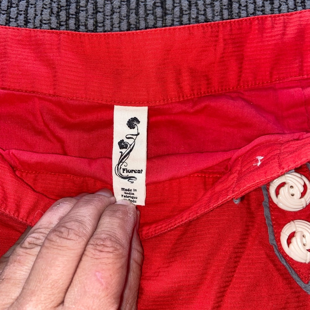 Anthropologie Red A-Line Skirt with Floral Design - Picture 4 of 4